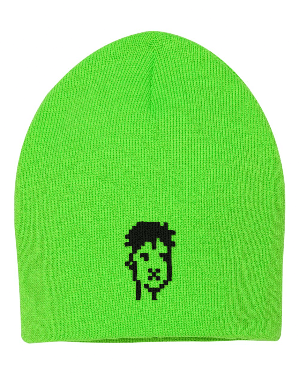 xPUNKS embroidered beanie in Neon Green