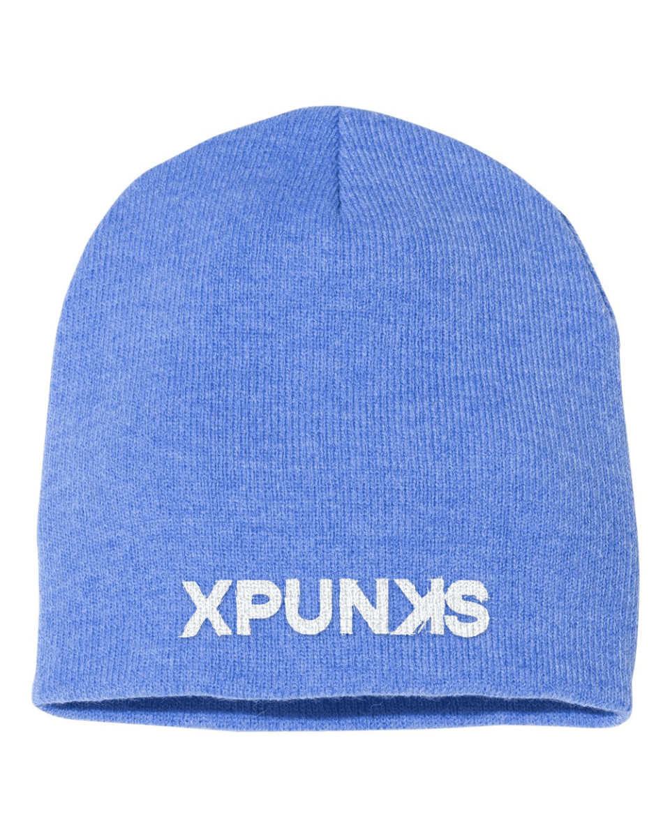 xPUNKS embroidered beanie in Heather Royal